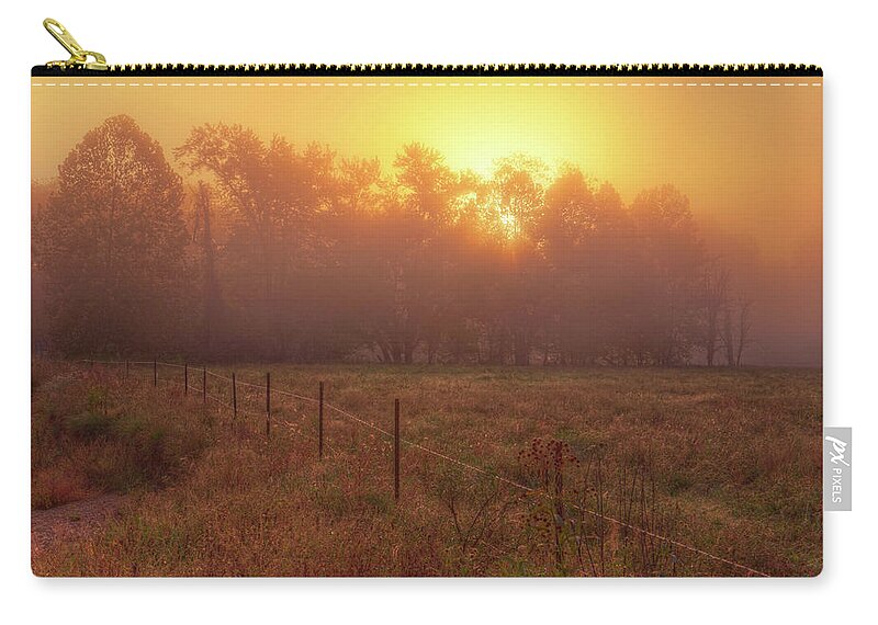 Mist Zip Pouch featuring the photograph Oranage Dawn by Robert Charity