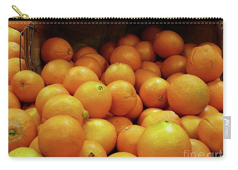 Orange Basket Zip Pouch featuring the photograph Orange Basket by Two Hivelys