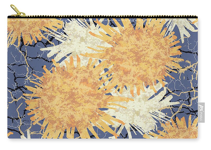 Orange Carry-all Pouch featuring the digital art Orange Cobwebs Pattern by April Burton