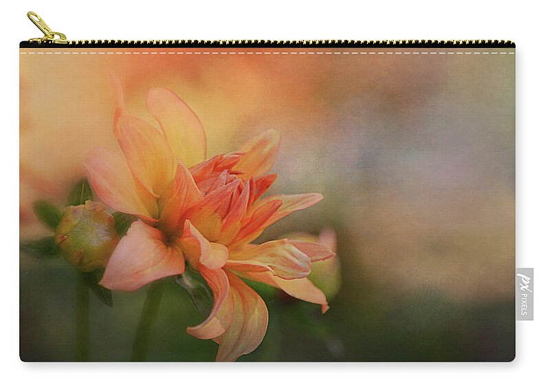Sunset Zip Pouch featuring the photograph Orange Dahlia Under The Sun by Maria Angelica Maira