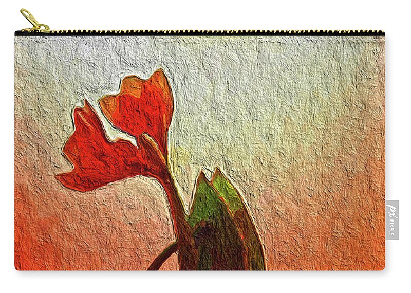Orange Zip Pouch featuring the painting Orange Flowers by Joan Reese