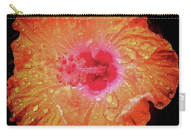 Flower Zip Pouch featuring the photograph Orange Hibiscus by Barry Bohn