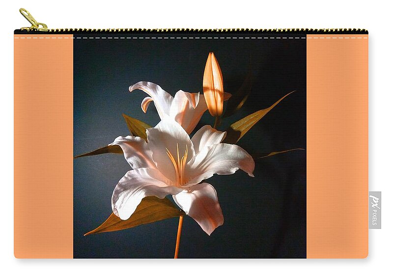 Digital Art Zip Pouch featuring the photograph Orange Lily by Delynn Addams