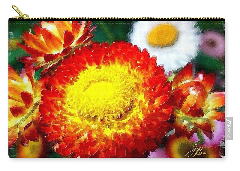 Orange Zip Pouch featuring the painting Orange Marigold by Joan Reese