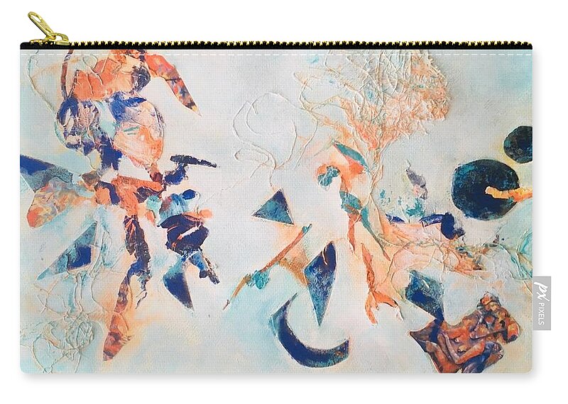 Abstract Zip Pouch featuring the painting Orange on Blue by Myra Evans