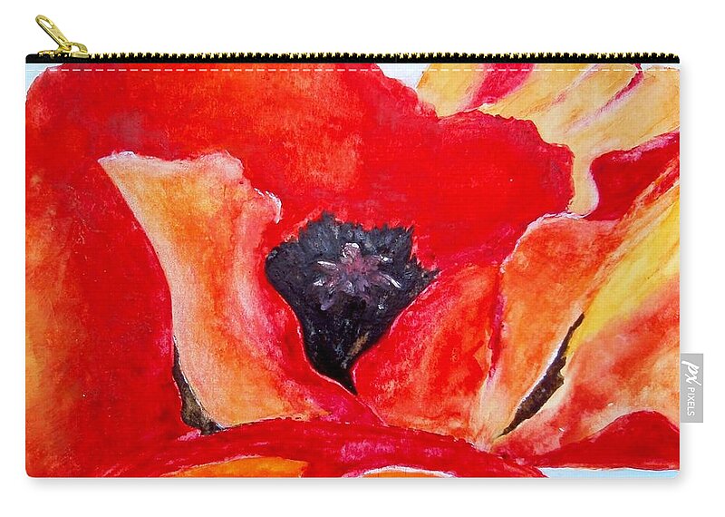 Flower Zip Pouch featuring the painting Orange Poppy by Jamie Frier