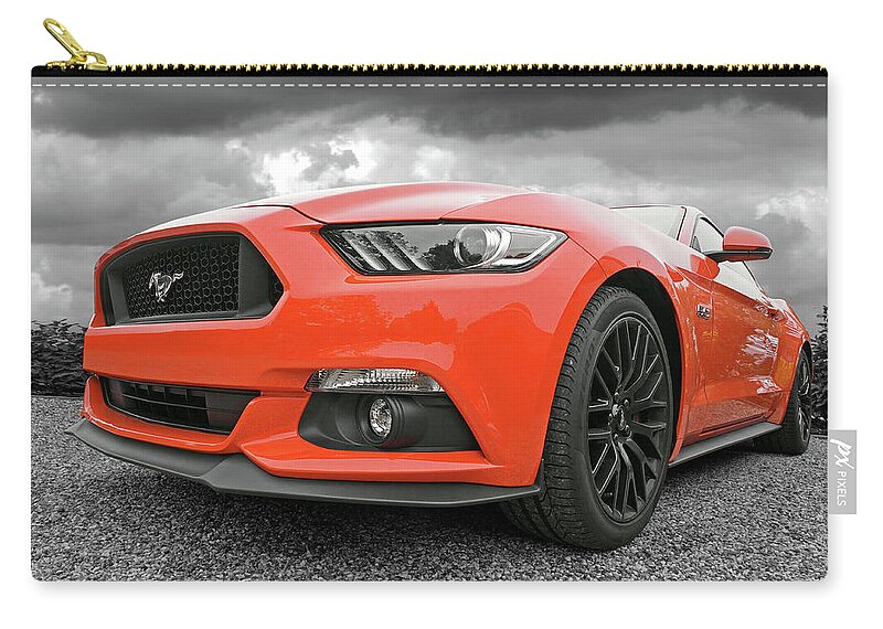 Mustang Zip Pouch featuring the photograph Orange Storm - Mustang GT by Gill Billington