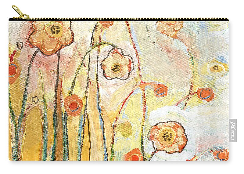 Floral Zip Pouch featuring the painting Orange Whimsy by Jennifer Lommers