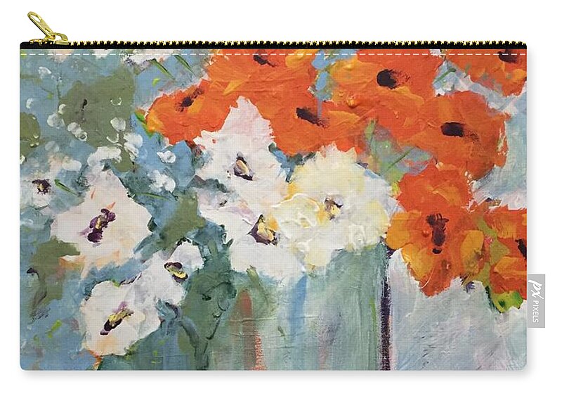 Floral Zip Pouch featuring the painting Orange You Lovely by Terri Einer