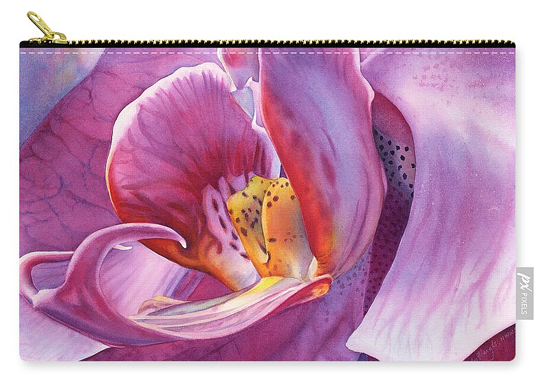 Orchid Zip Pouch featuring the painting Orchidaceous by Sandy Haight