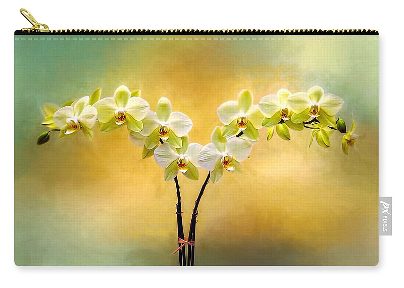 Background Zip Pouch featuring the photograph Delicate Orchids by Maria Coulson