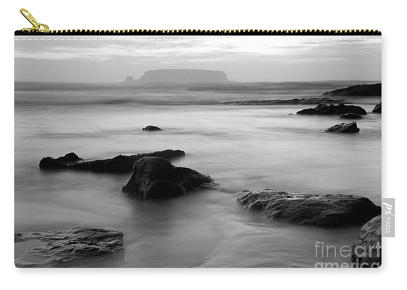 Beach Zip Pouch featuring the photograph Oregon Coast in Black and White by Bruce Block