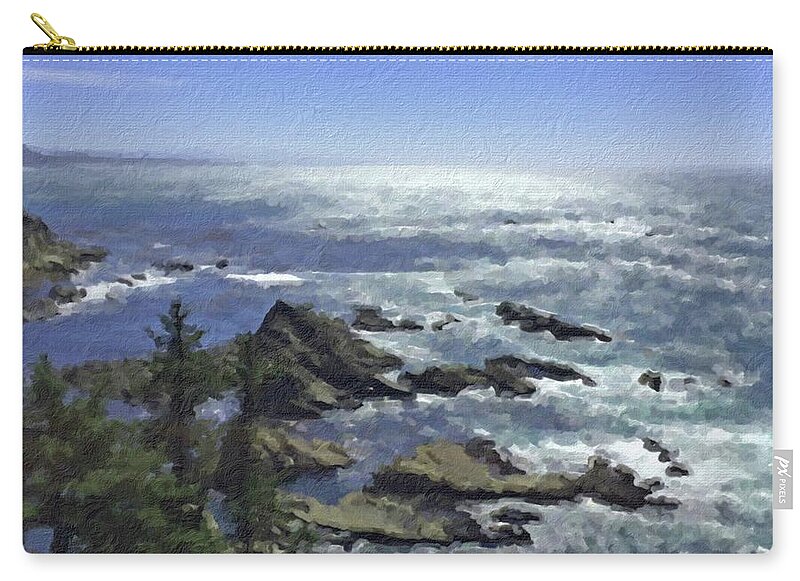 Oregon Coast Zip Pouch featuring the painting Oregon Coast by Joseph J Stevens