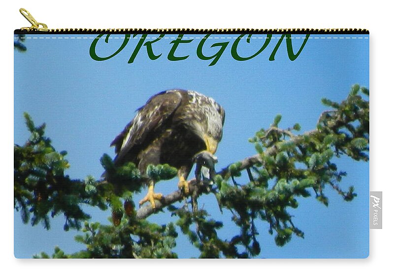 Eagles Zip Pouch featuring the photograph Oregon Eagle with Bird by Gallery Of Hope 