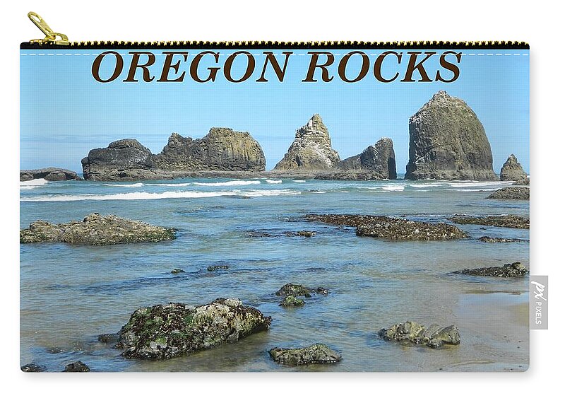Oceanside Carry-all Pouch featuring the photograph Oregon Rocks Landscape by Gallery Of Hope 
