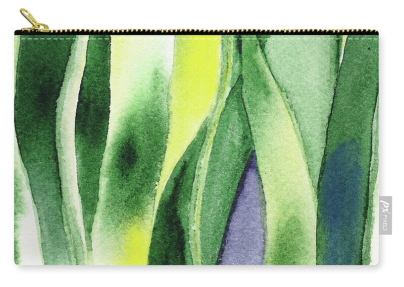 Abstract Line Zip Pouch featuring the painting Organic Abstract By Nature I by Irina Sztukowski