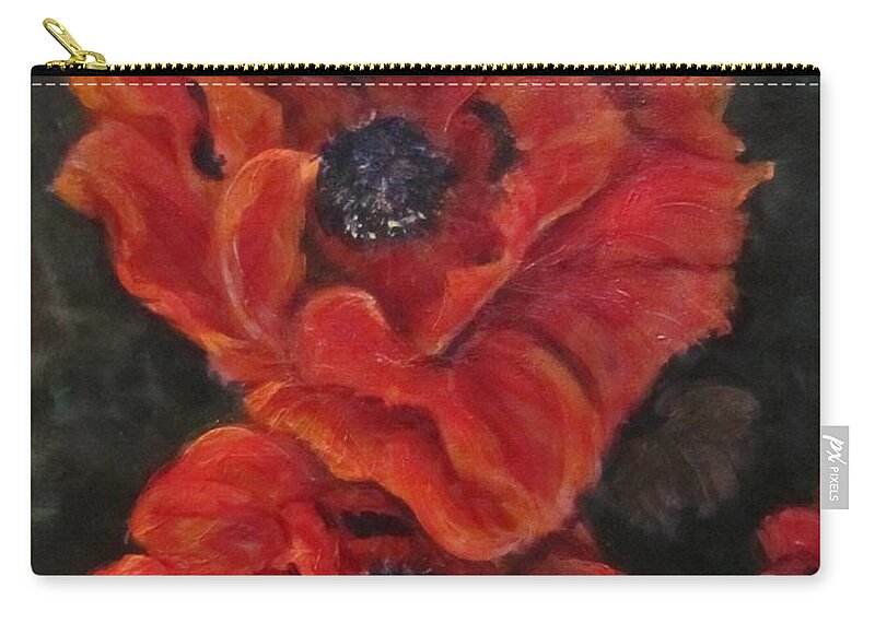 Flowers Zip Pouch featuring the painting Oriental Poppys by Barbara O'Toole