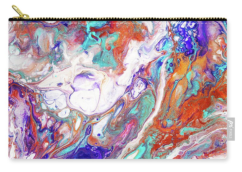 Jenny Rainbow Fine Art Zip Pouch featuring the photograph Oriental Treasures Fragment 2. Abstract Fluid Acrylic Painting by Jenny Rainbow