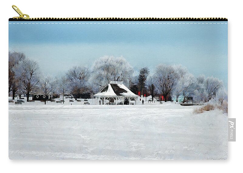 Winter Zip Pouch featuring the digital art Orillia Winter by JGracey Stinson