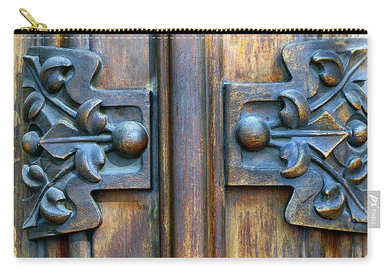 Door Zip Pouch featuring the photograph Ornate Door Handles by Dave Mills