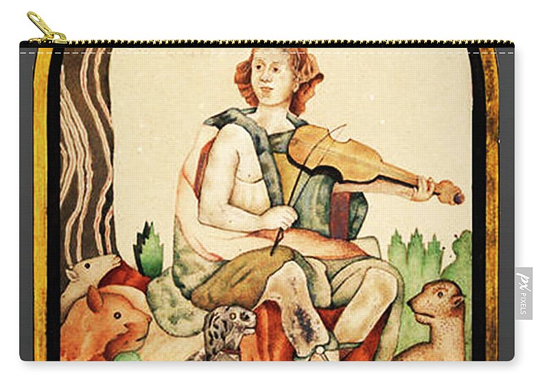 Orpheus Zip Pouch featuring the mixed media Orpheus by Asok Mukhopadhyay