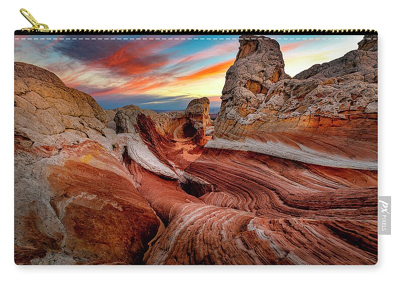 White Pockets Zip Pouch featuring the photograph Other-world Sunrise by Michael Ash