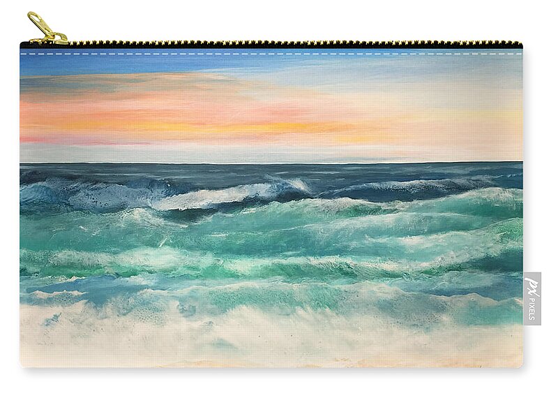 Ocean Zip Pouch featuring the painting Our Day At The Beach by Linda Bailey