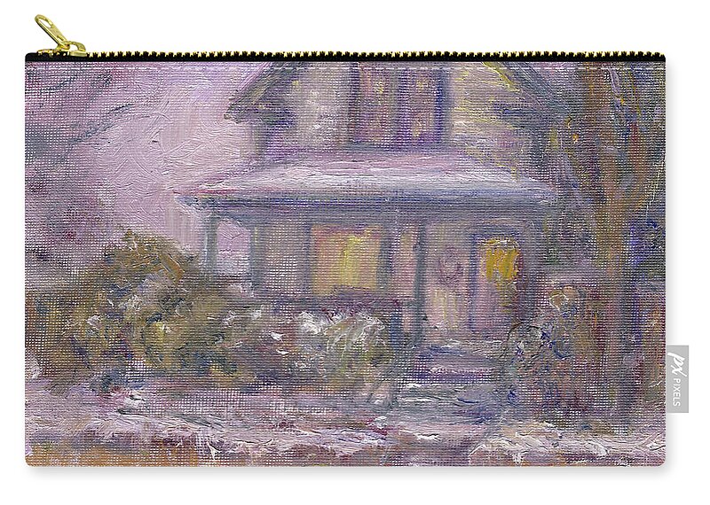 Home Zip Pouch featuring the painting Our Humble Abode by Quin Sweetman