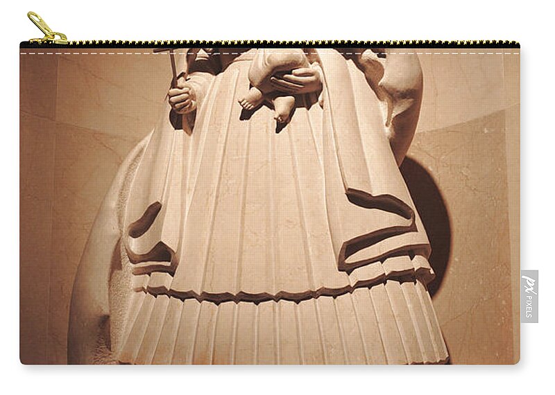 National Shrine Of The Immaculate Conception Zip Pouch featuring the photograph Our Lady of Charity at the Shrine of the Immaculate Conception in Washington DC by William Kuta