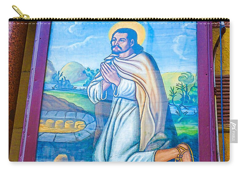Our Lady Of Guadalupe Zip Pouch featuring the painting Our Lady of Guadalupe 3 by Jeelan Clark