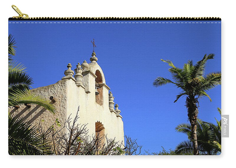 Montecito Zip Pouch featuring the photograph Our Lady of Mount Carmel - Montecito by Art Block Collections
