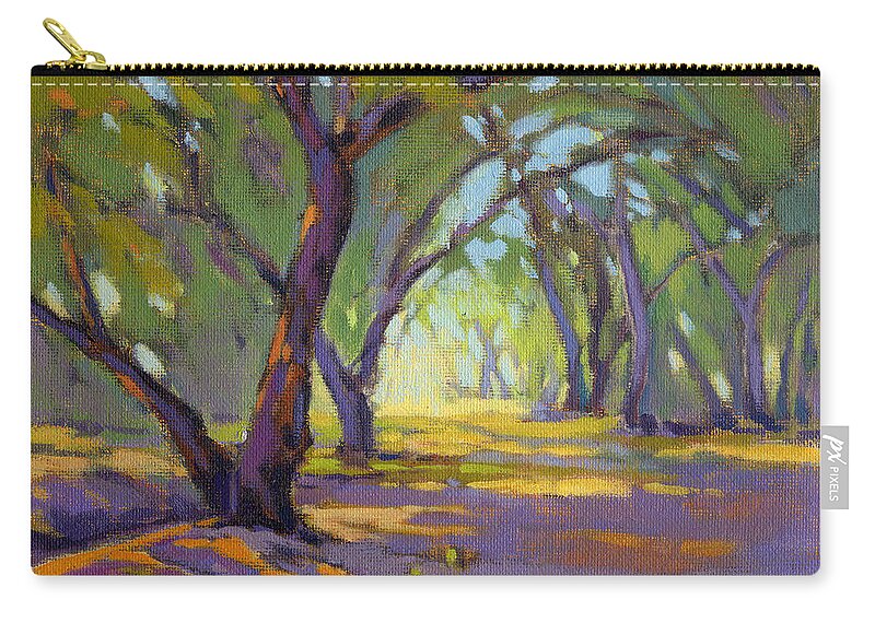 Trees Zip Pouch featuring the painting Our Secret Place 4 by Konnie Kim