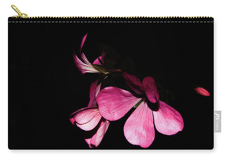 Geranium Zip Pouch featuring the photograph Out of the darkness by Camille Lopez