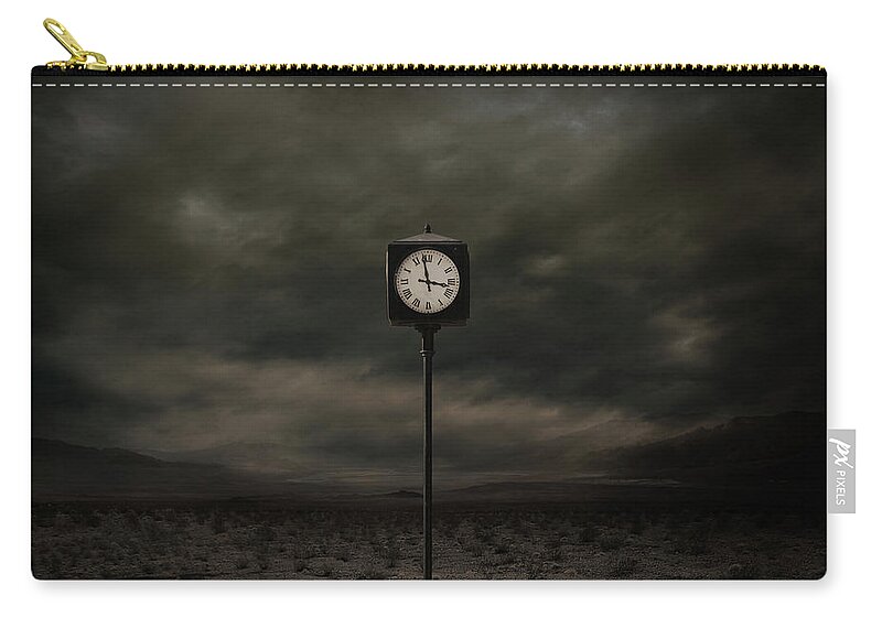 Clock Carry-all Pouch featuring the digital art Out of Time by Zoltan Toth