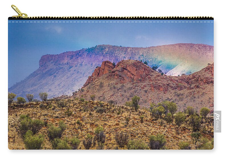 Outback Rainbow Zip Pouch featuring the photograph Outback Rainbow by Racheal Christian