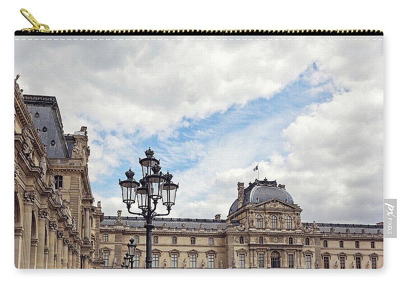 Paris Zip Pouch featuring the photograph Outside the Louvre - Paris, France by Melanie Alexandra Price