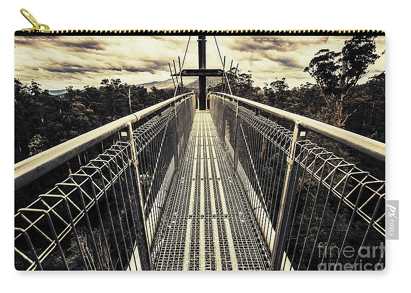 Tahune Airwalk Zip Pouch featuring the photograph Over the Tahune treetops by Jorgo Photography