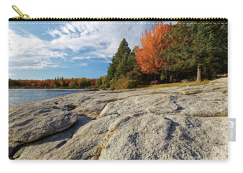 Autumn Zip Pouch featuring the photograph Birch Point Beach, Owls Head, Maine by Kevin Shields