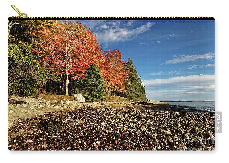 Autumn Zip Pouch featuring the photograph Birch Point Beach shells by Kevin Shields