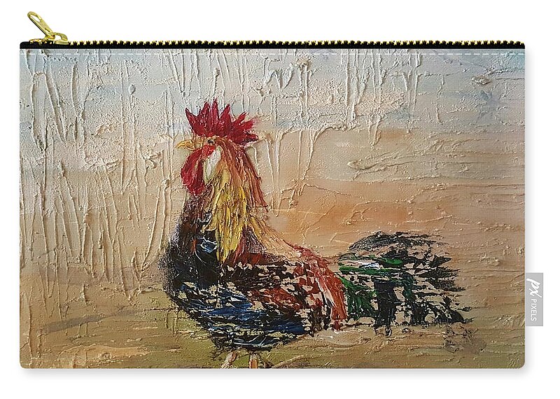 Chicken Zip Pouch featuring the painting Owning the farmyard by Sunel De Lange