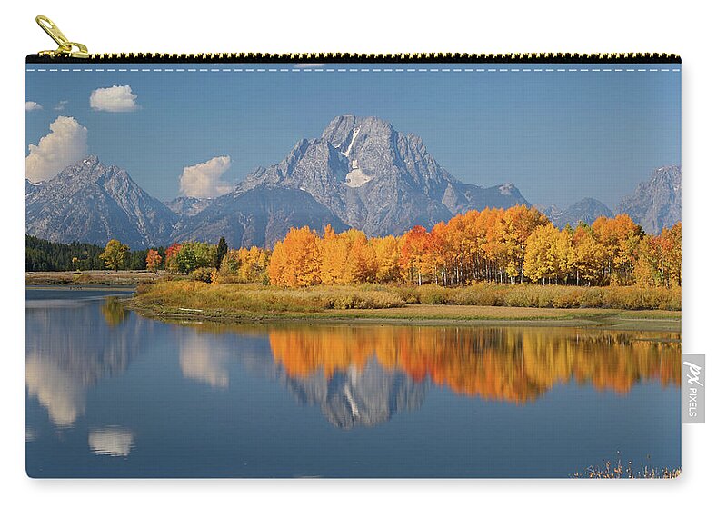 Grand Tetons Zip Pouch featuring the photograph Oxbow Bend Reflection by Wesley Aston