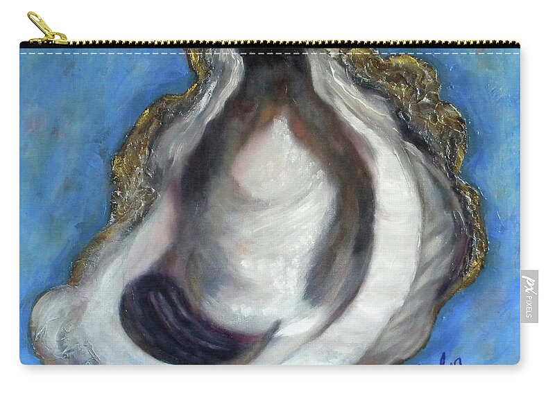 Oyster Zip Pouch featuring the painting Oyster Shell 1 by JoAnn Wheeler