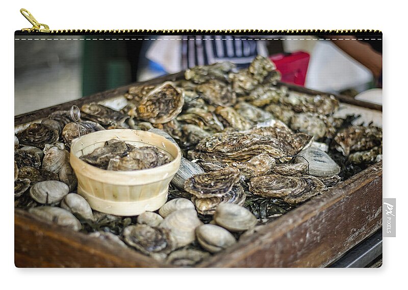 Oysters Zip Pouch featuring the photograph Oysters at the Market by Heather Applegate