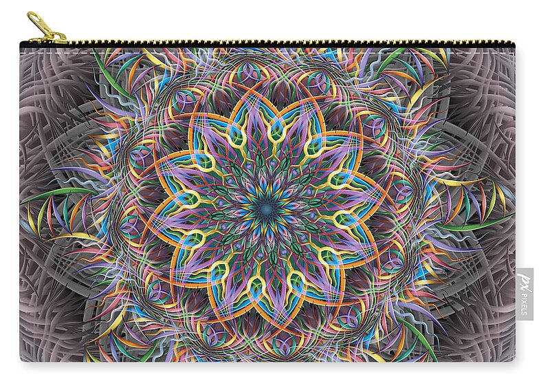 Pinwheel Mandalas Zip Pouch featuring the digital art Perpetual Motion by Becky Titus