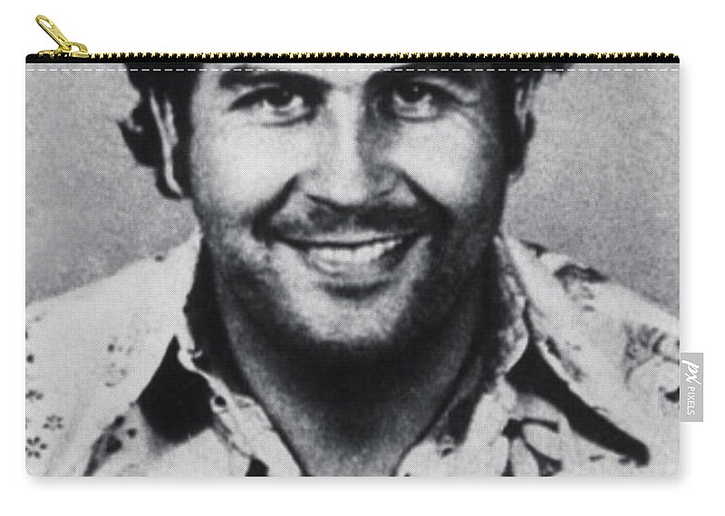 Pablo Escobar Zip Pouch featuring the photograph Pablo Escobar Mug Shot 1991 Vertical by Tony Rubino