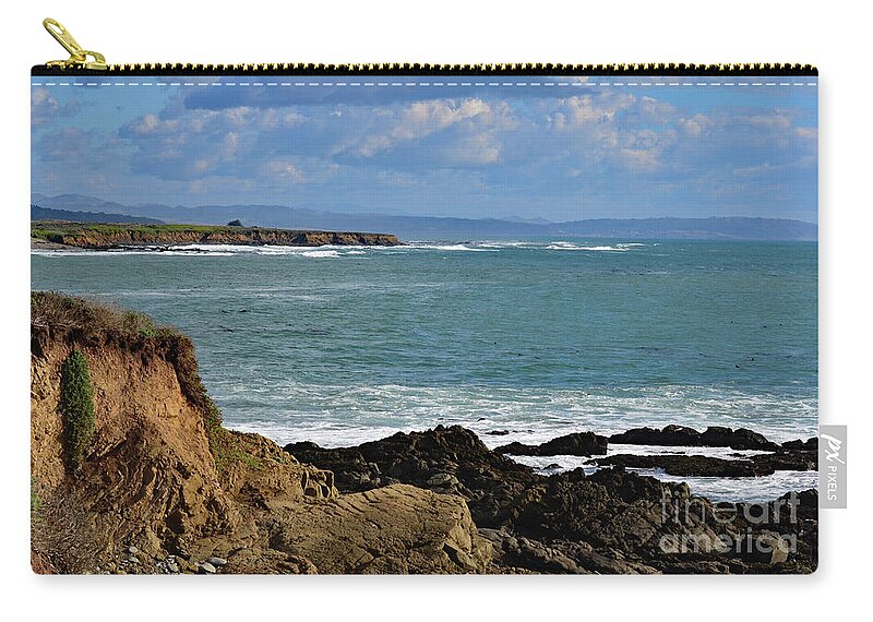 Pacific Ocean Zip Pouch featuring the photograph Pacific Coast View at Low Tide by Debby Pueschel