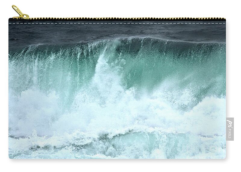 Crashing Waves Zip Pouch featuring the photograph Pacific Ocean Wave Curl by Adam Jewell