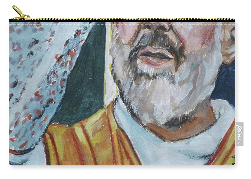 Padre Pio Zip Pouch featuring the painting Padre Pio by Bryan Bustard