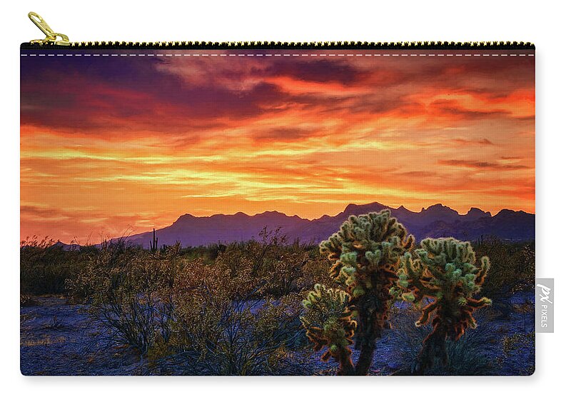 Sunset Zip Pouch featuring the photograph Paint the Desert Skies With Color  by Saija Lehtonen