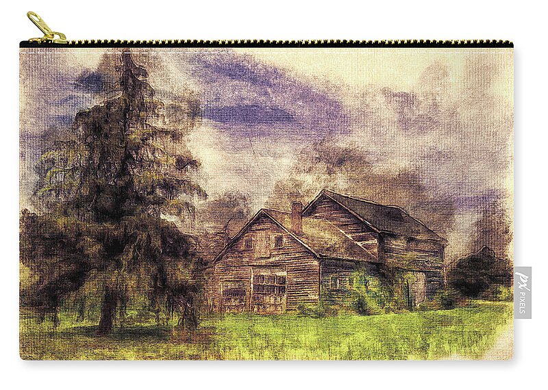 Digital Painting Zip Pouch featuring the photograph Painted Barn by Reese Lewis